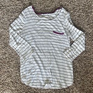 Papermoon White and Purple Striped Long Sleeve Top